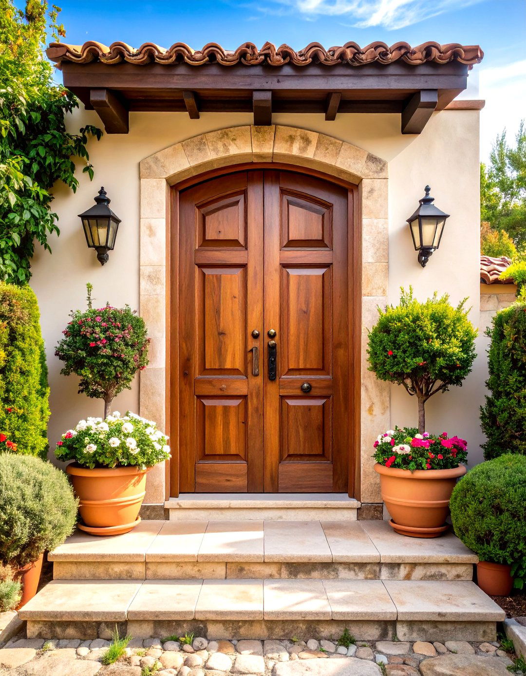 Tuscan Style Paneled Door Designs - 24 Mediterranean Front Door Ideas
