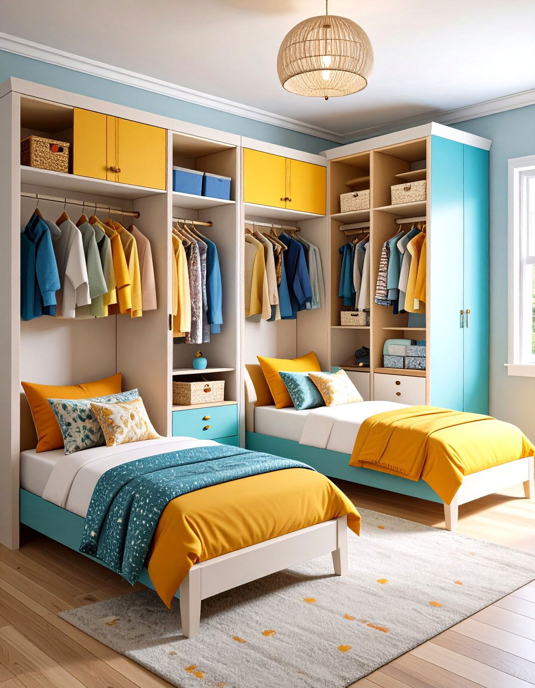 Twin Bedroom Floor to Ceiling Storage - 24 Twin Bedroom Ideas