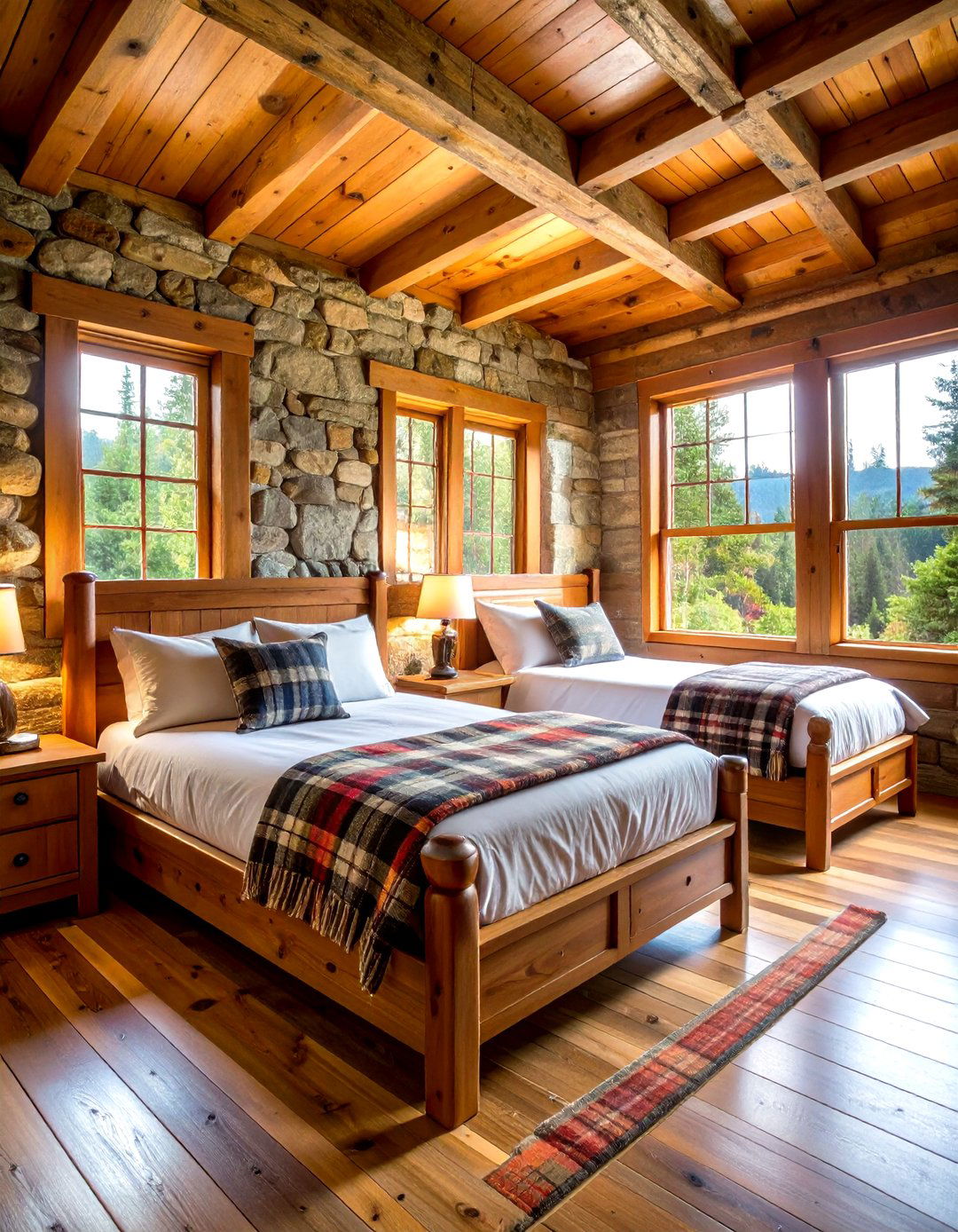 Twin Bedroom Rustic Cabin Style - 24 Twin Bedroom Ideas