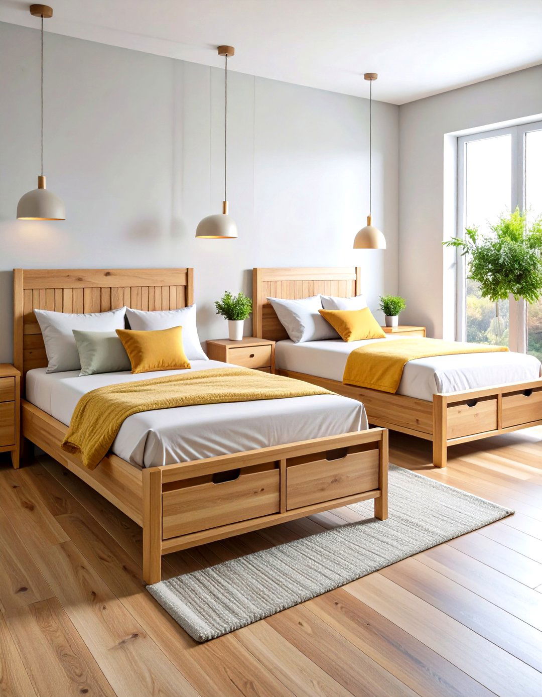 Twin Platform Storage Beds - 24 Boy and Girl Shared Small Room Ideas