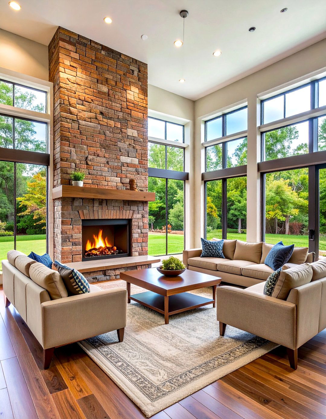 Two Sided Brick Fireplace Room Divider - 24 Rustic Brick Fireplace Ideas