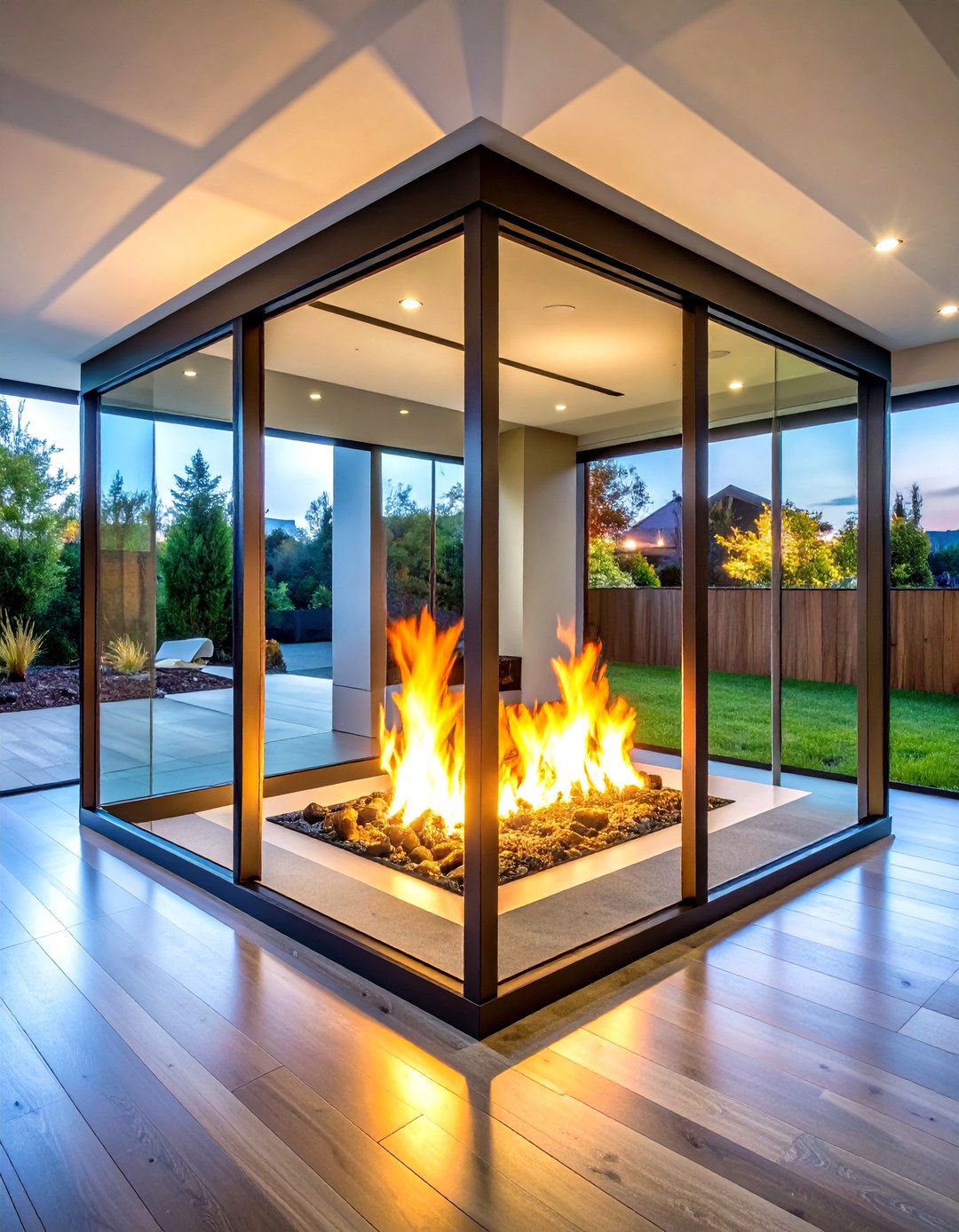 Two Sided Fireplace Room Divider - 24 Basement Fireplace Ideas