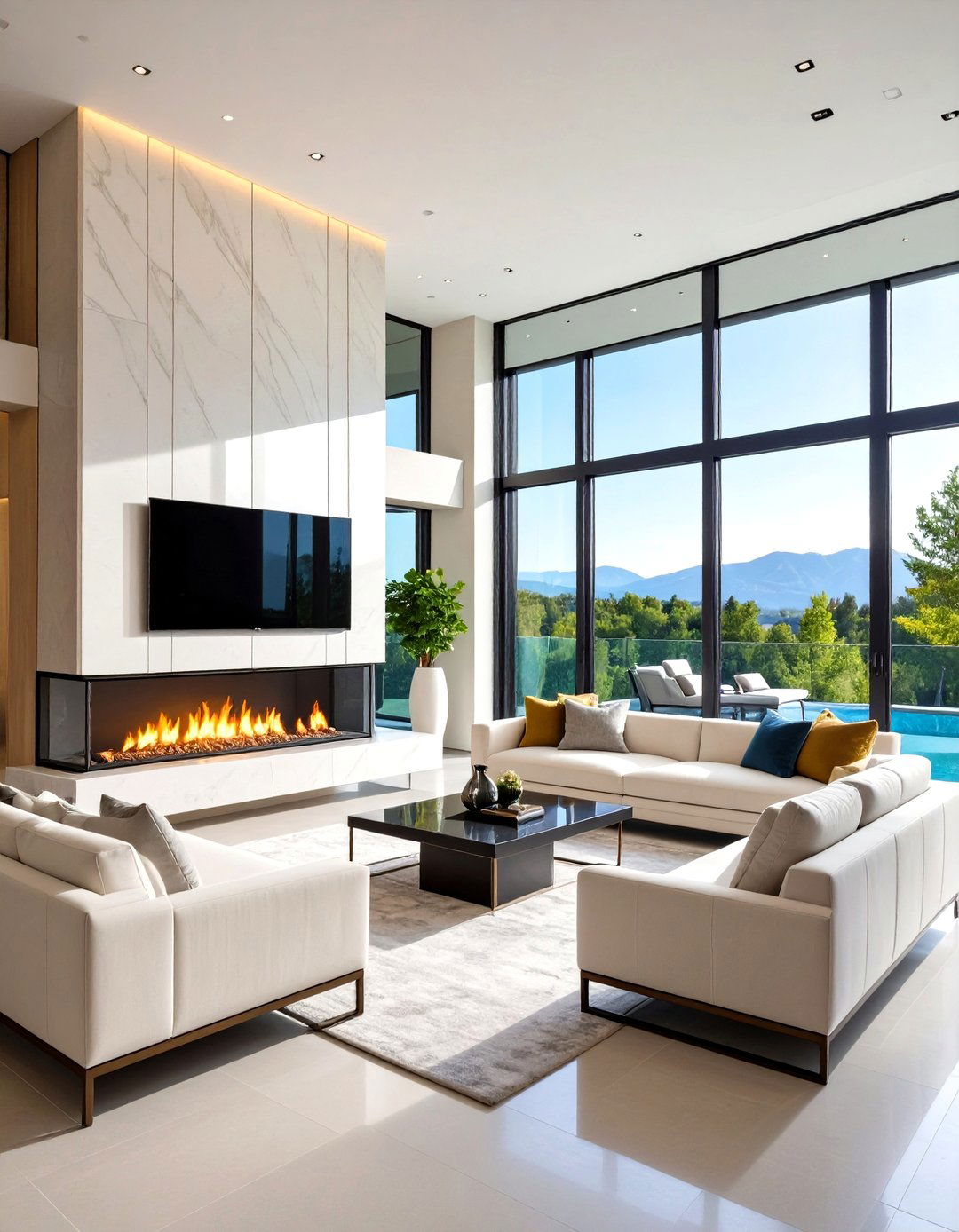 Two Sided Linear Fireplace Room Divider - 24 Linear Fireplace Ideas With Tv Above