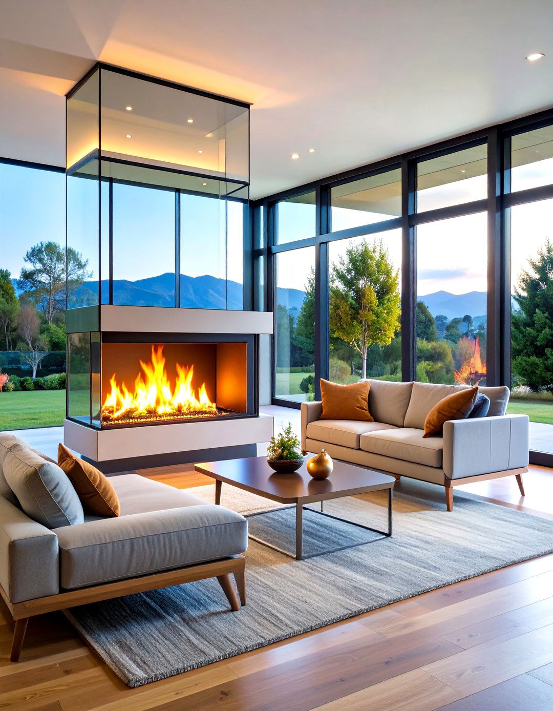 Two Sided Transparent Fireplaces - 24 Fireplace Wall Ideas