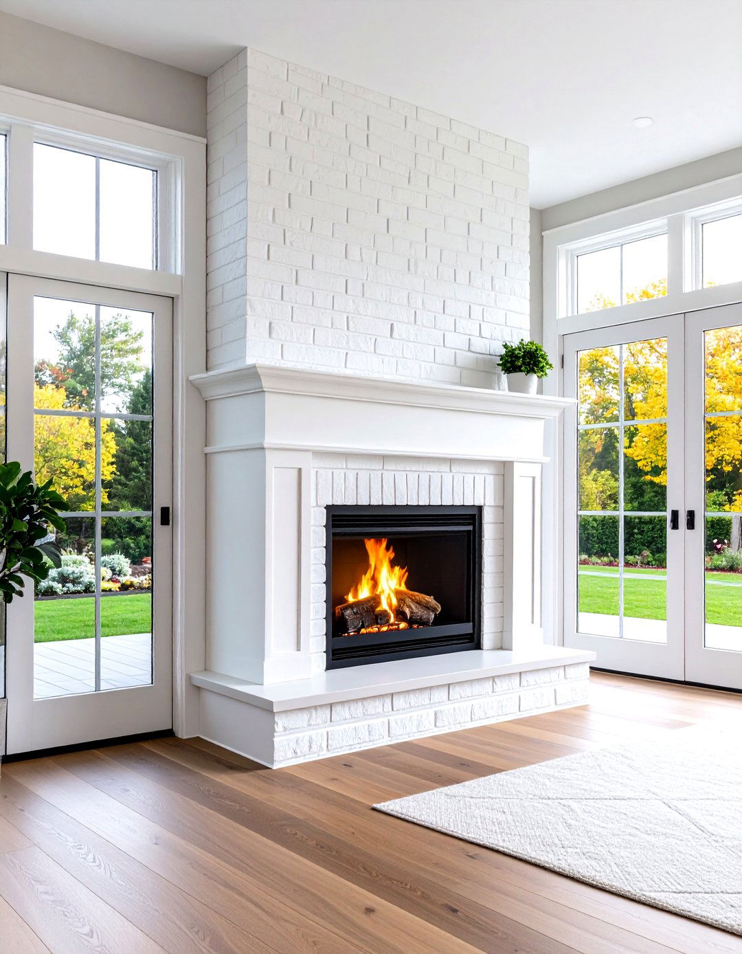 Two Sided White Brick Fireplace - 24 White Brick Fireplace Ideas