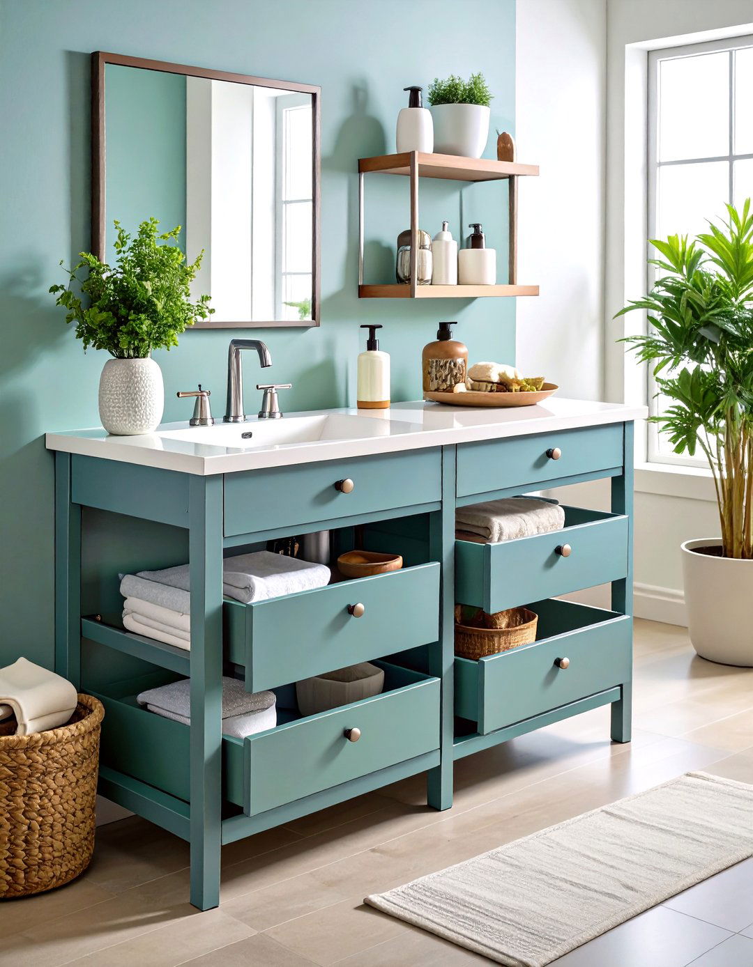Two Tier Sliding Under Sink Organizer - 24 Pedestal Sink Storage Ideas
