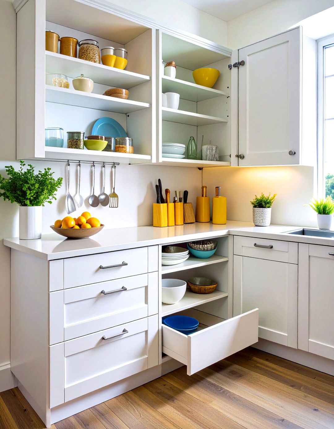 Two Tiered Corner Shelving System - 24 Corner Pantry Ideas