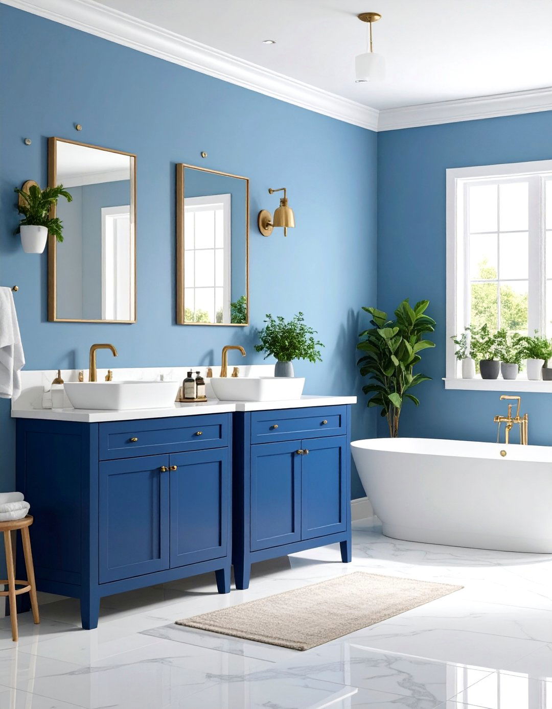 Two Tone Blue Design Balance - 24 Blue Bathroom Ideas