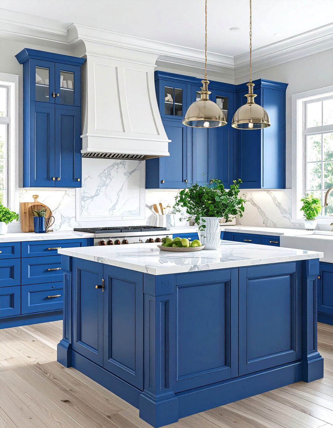 Two Tone Blue and White Traditional Island - 24 Blue Kitchen Island Ideas