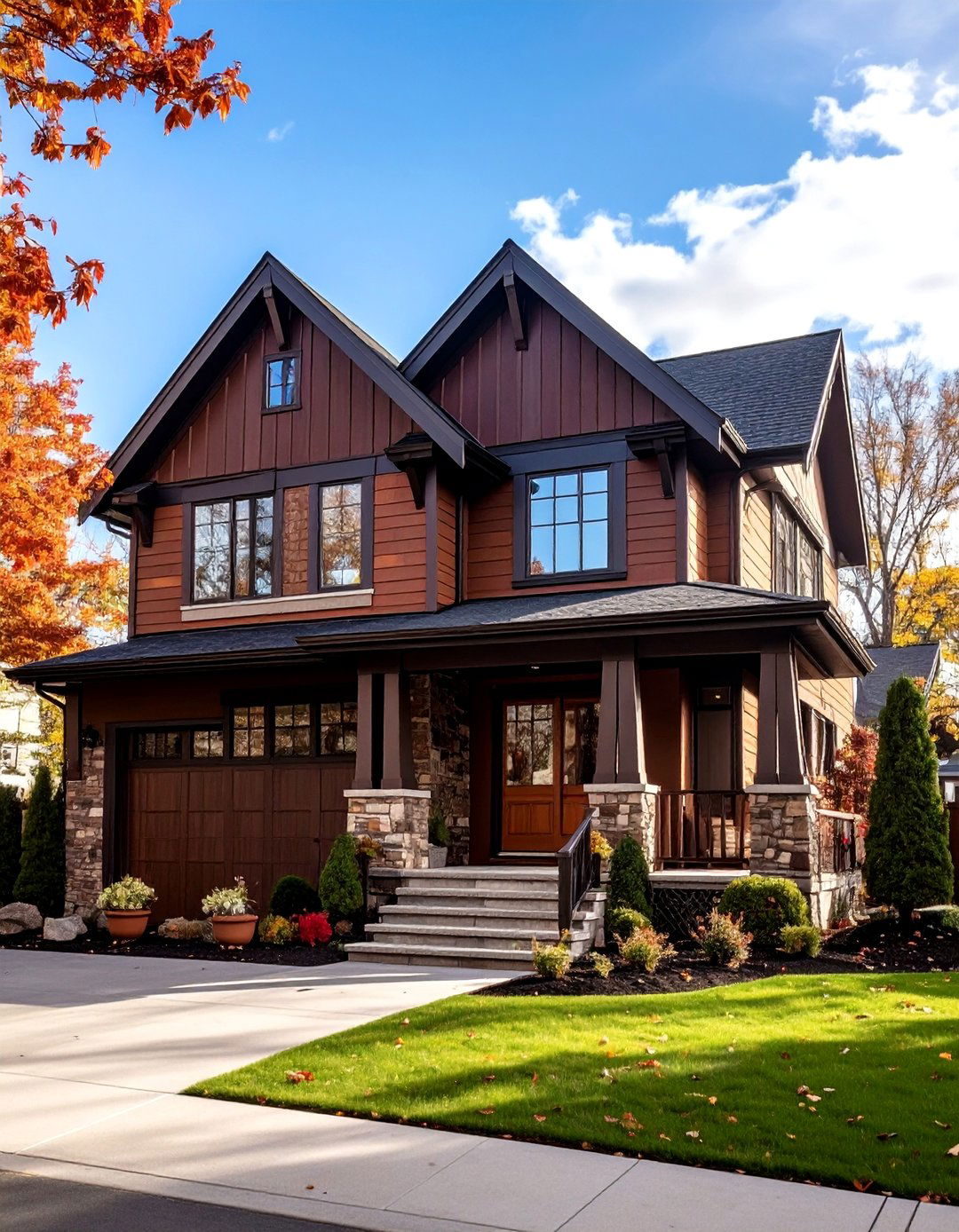 Two Tone Brown Exterior Scheme - 24 Chocolate Brown House Exterior Design Ideas