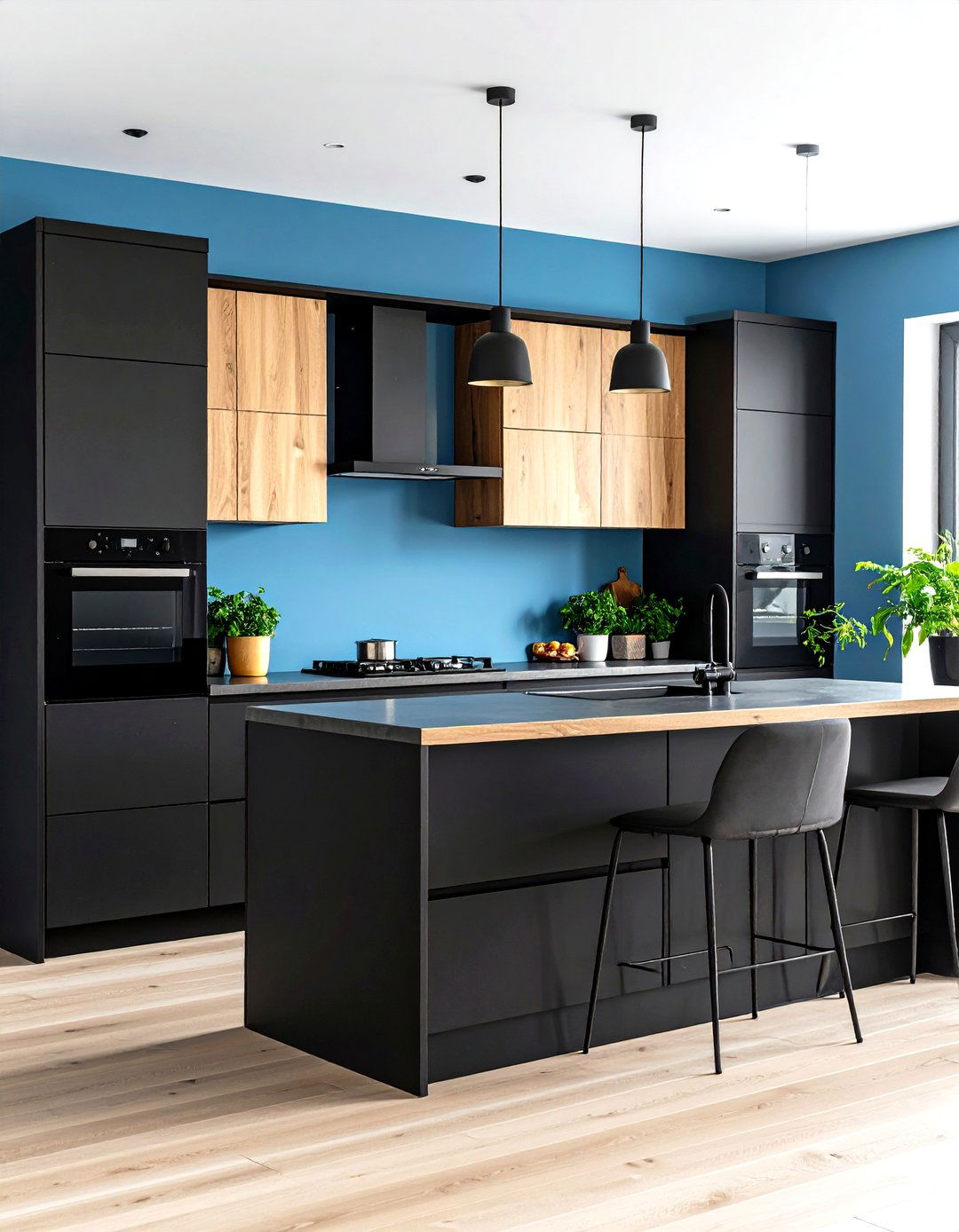 Two Tone Cabinet Kitchen Design - 24 Kitchen With Black Appliances