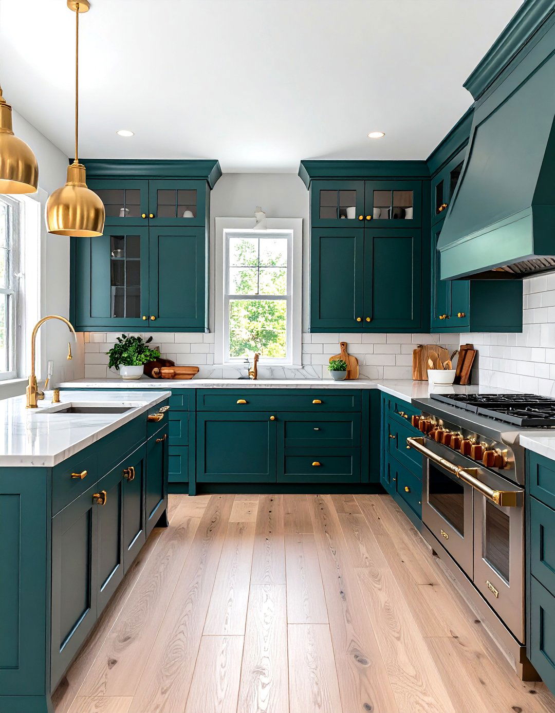 Two Tone Dark Green Kitchen Design - 24 Dark Green Kitchen Ideas