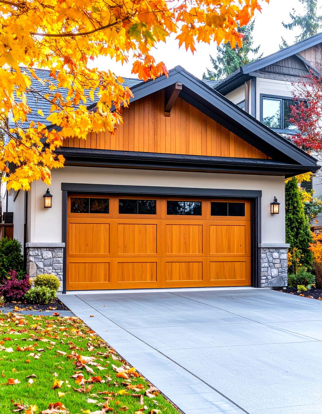 Two Tone Designer Garage Door Trim - 24 Exterior Garage Door Trim Ideas