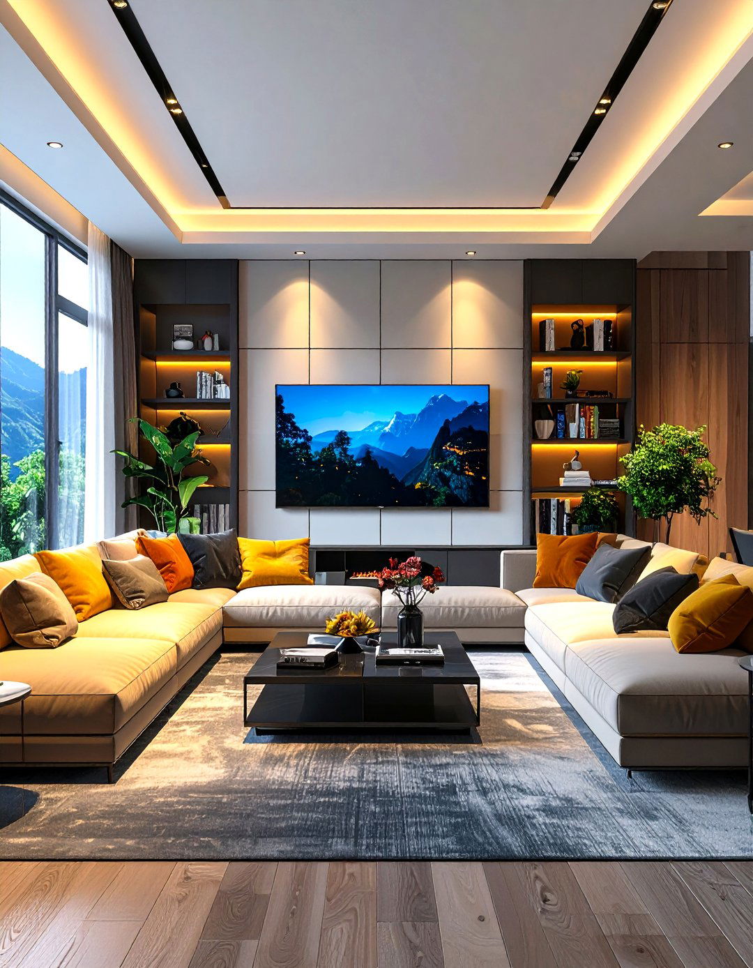 Two Tone Finish Media Wall - 24 Media Wall Ideas