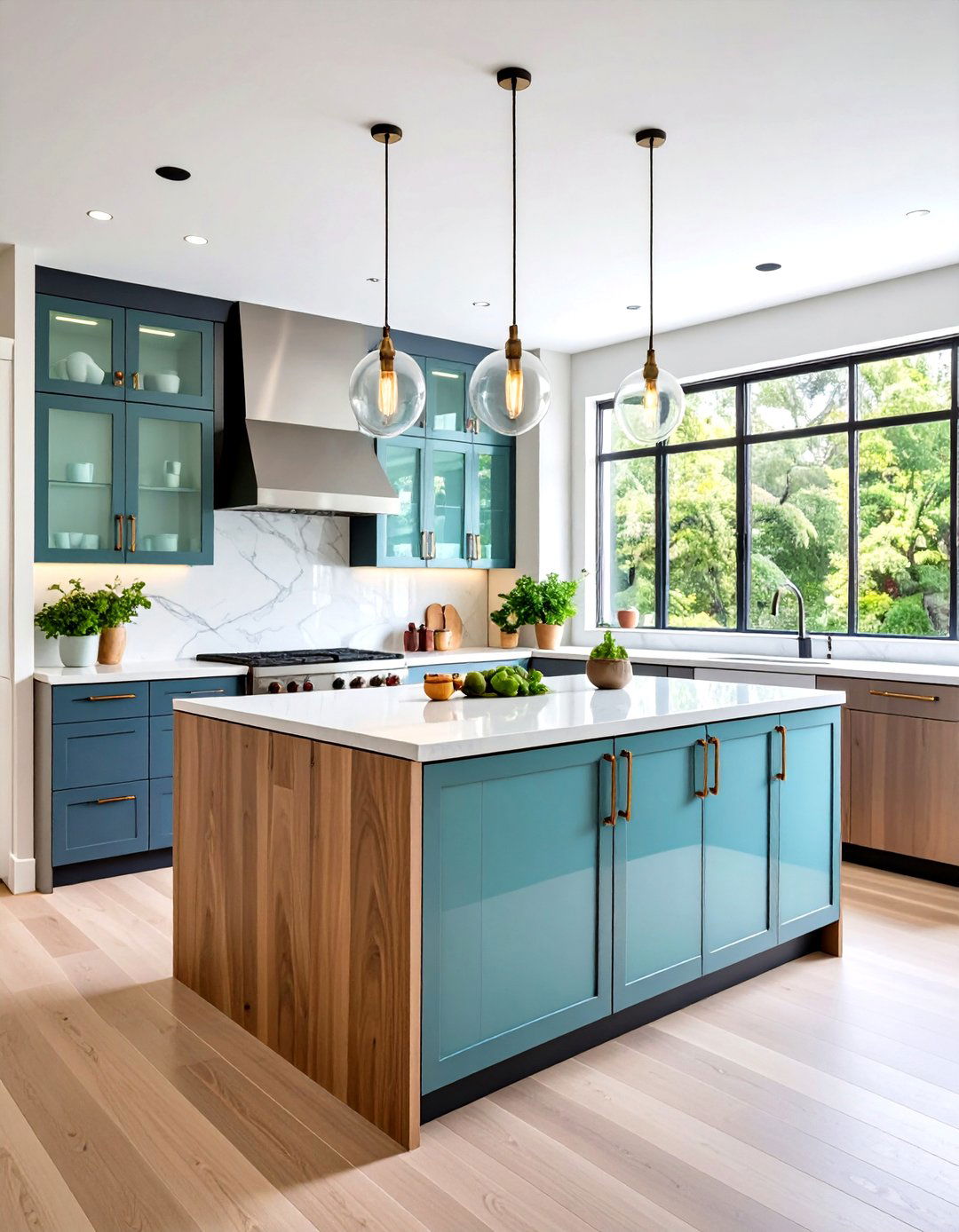 Two Tone Glass Combinations - 24 Modern Style Glass Kitchen Cabinets