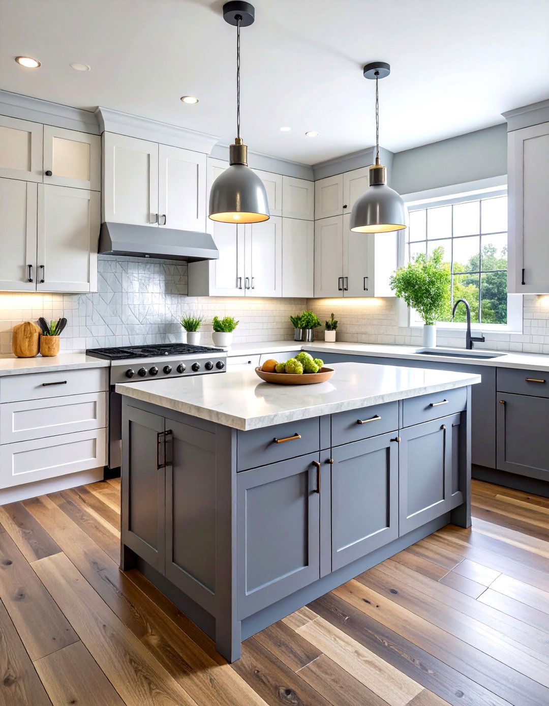 Two Tone Gray Kitchen with White Accents - 24 Kitchen Color Ideas