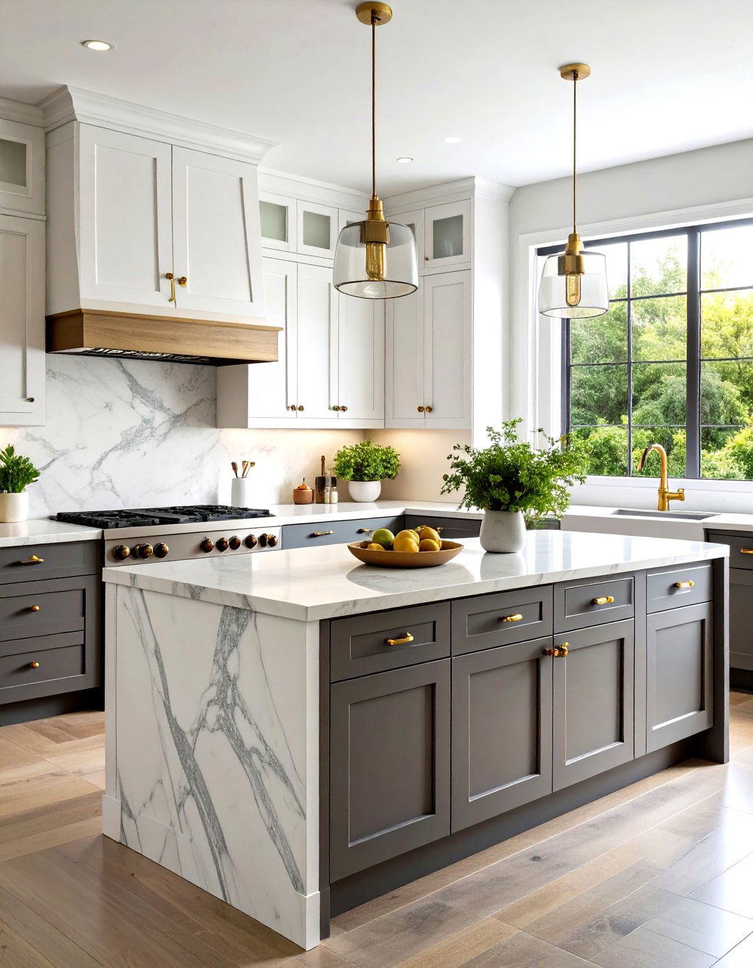 Two Tone Gray Kitchen with White Upper Cabinets - 24 Gray Kitchens
