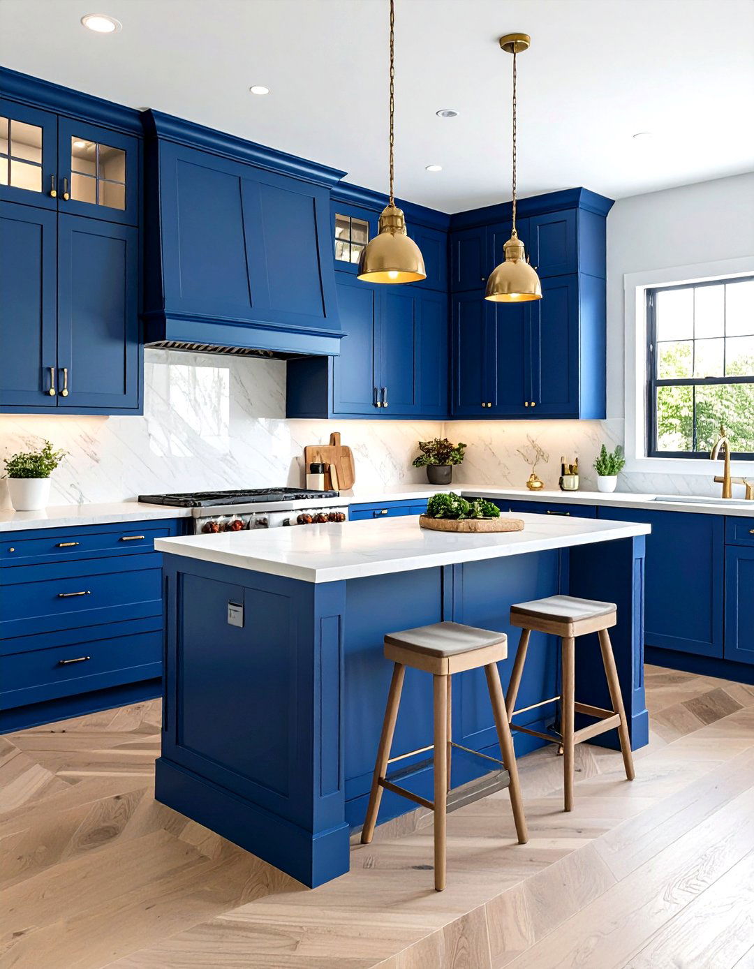 Two Tone Kitchen Cabinets with Navy and Cream - 24 Kitchen Cabinet Ideas