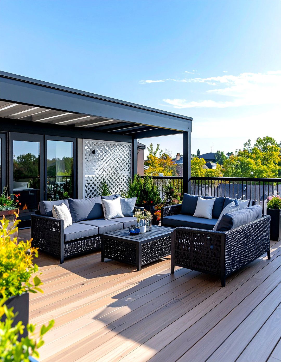 Two Tone Lattice Color Blocking Design - 24 Deck Lattice Ideas