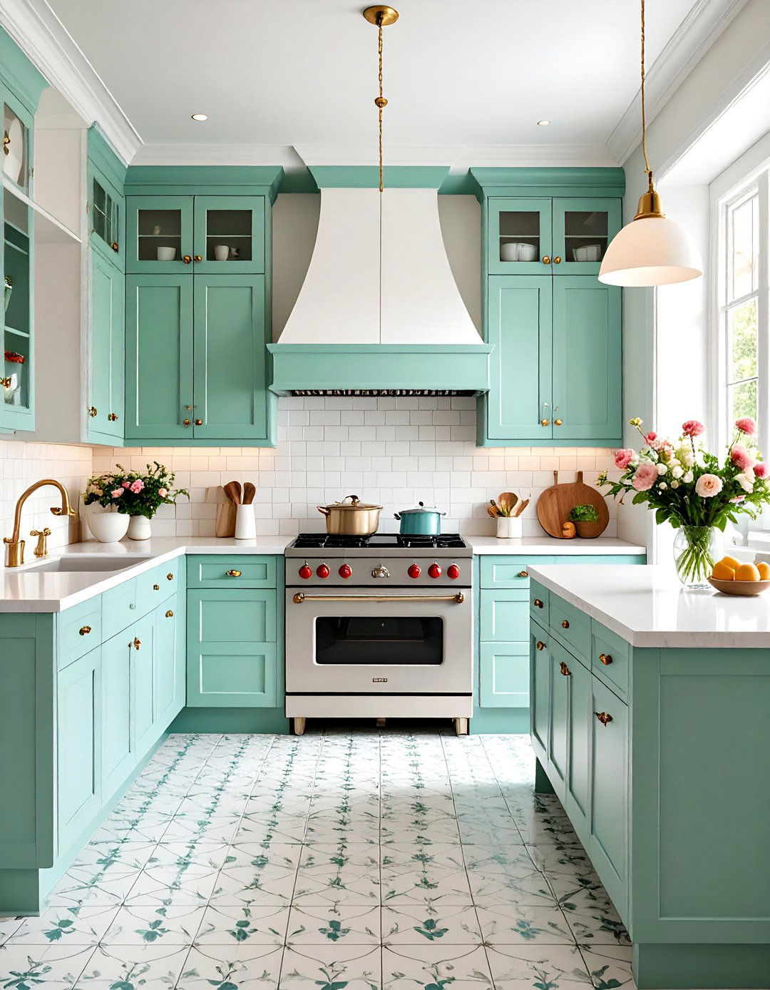 Two Tone Mint Green Kitchen - 24 1950s Kitchen Ideas