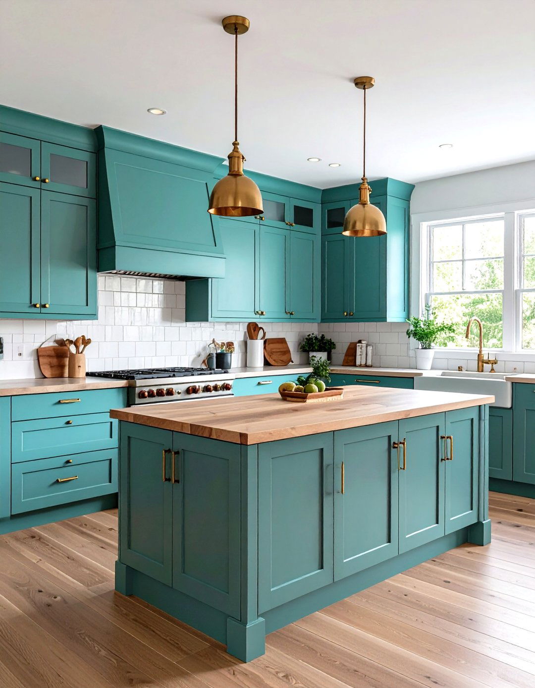 Two Tone Mint and Stained Wood Kitchen - 24 Mint Kitchen Decor Ideas