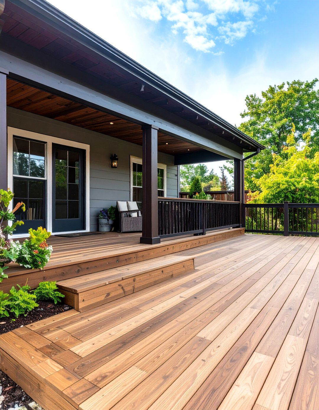 Two Tone Natural and Dark Combination - 24 Deck Color Ideas