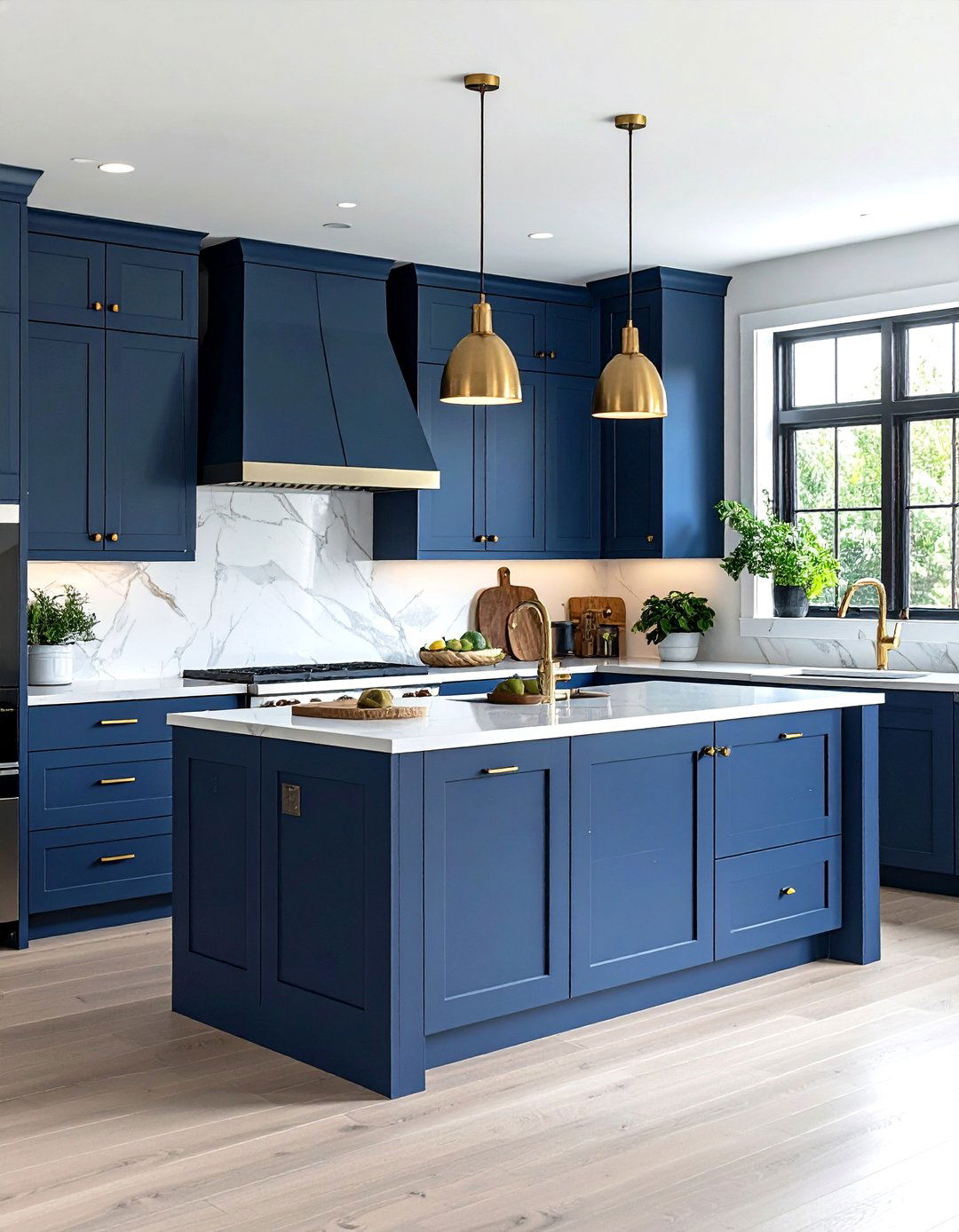 Two Tone Navy Lower and Gray Upper Cabinets - 24 Navy Blue Kitchen Cabinets Ideas
