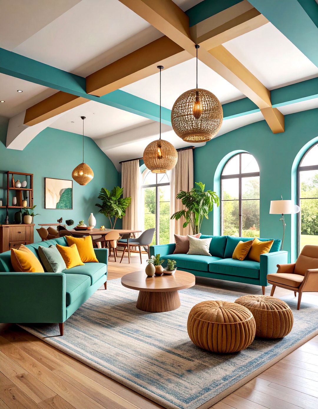 Two Tone Paint Schemes - 24 Living Room Vaulted Ceiling Ideas