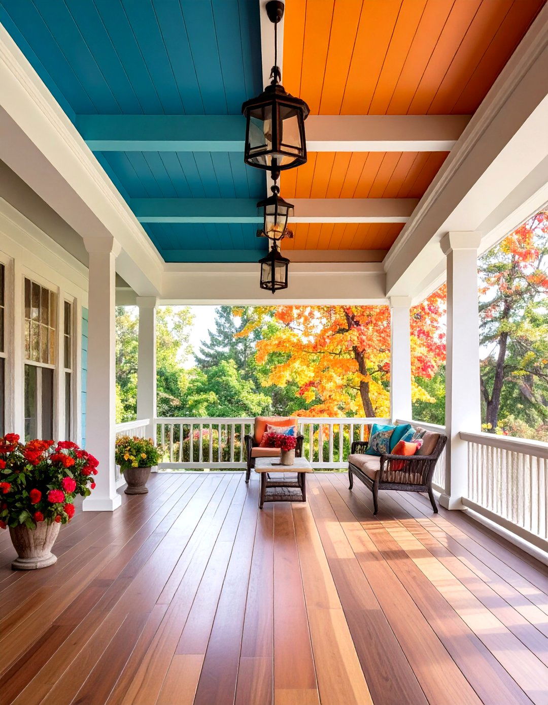 Two Tone Painted Ceiling Design - 24 Porch Ceiling Ideas