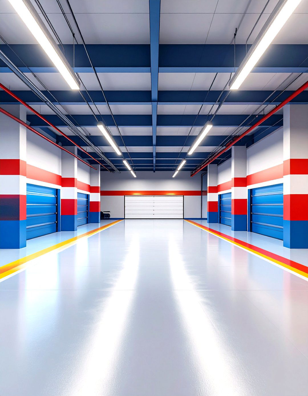 Two Tone Racing Stripe Theme - 24 Garage Wall Paint Ideas