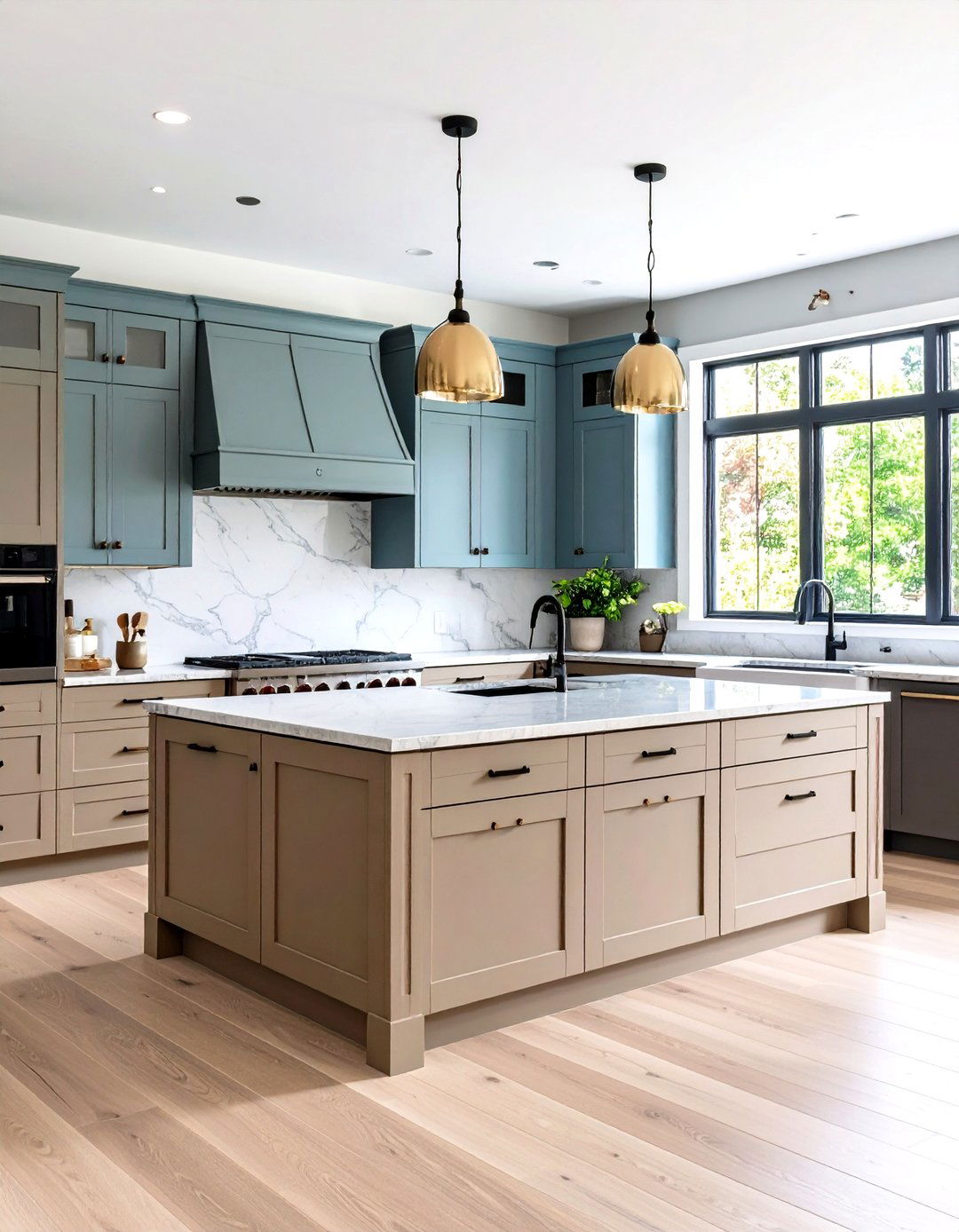 Two Tone Taupe and White Kitchen - 24 Taupe Kitchen Cabinet Ideas