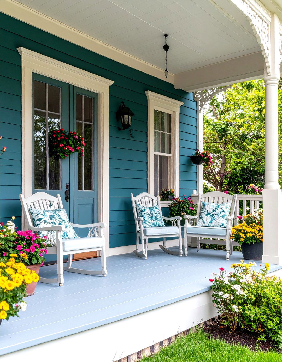 Two Tone Victorian Color Scheme Porch - 24 Victorian Porch Ideas