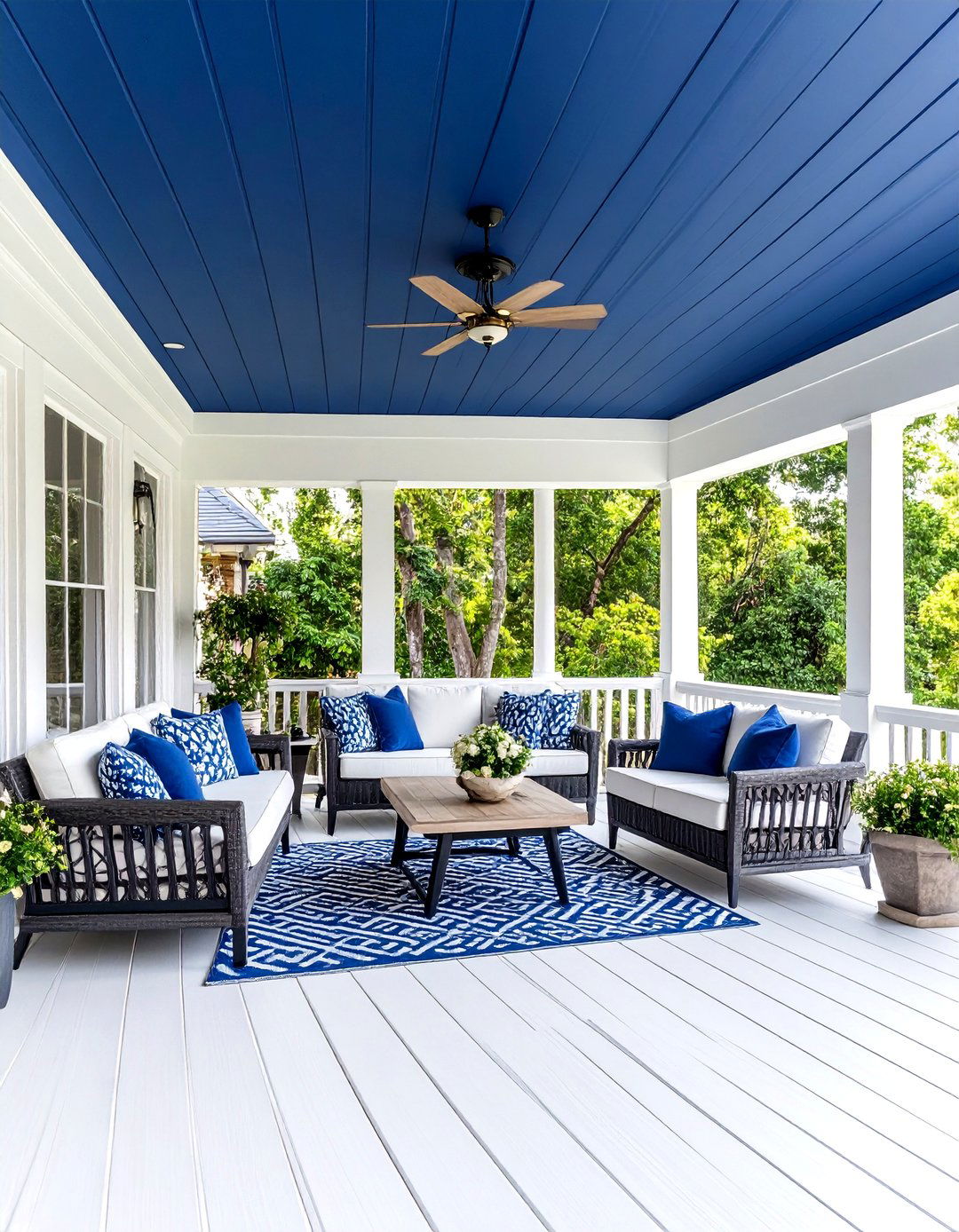 Two Tone Vinyl Ceiling with Contrasting Color Combinations - 24 Vinyl Porch Ceiling Ideas