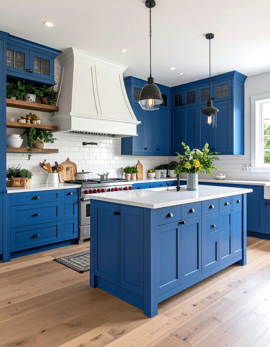 Two Toned Blue and White Farmhouse Kitchen Design - 24 blue farmhouse kitchen cabinets