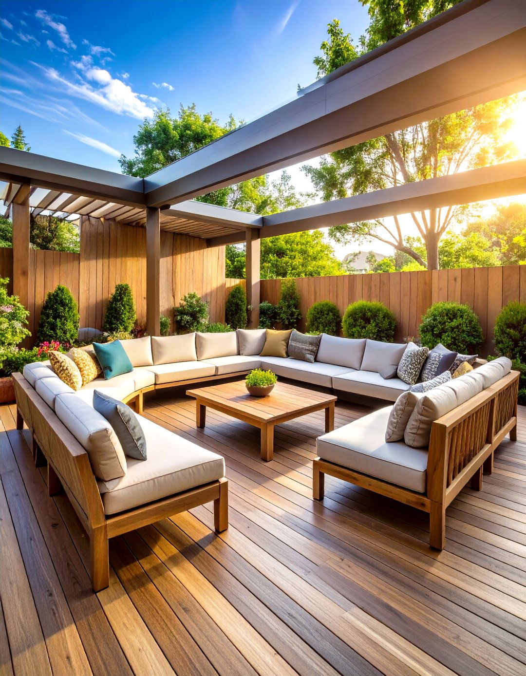 U Shaped Conversation Deck Bench - 24 Built-in Deck Bench Ideas and Designs