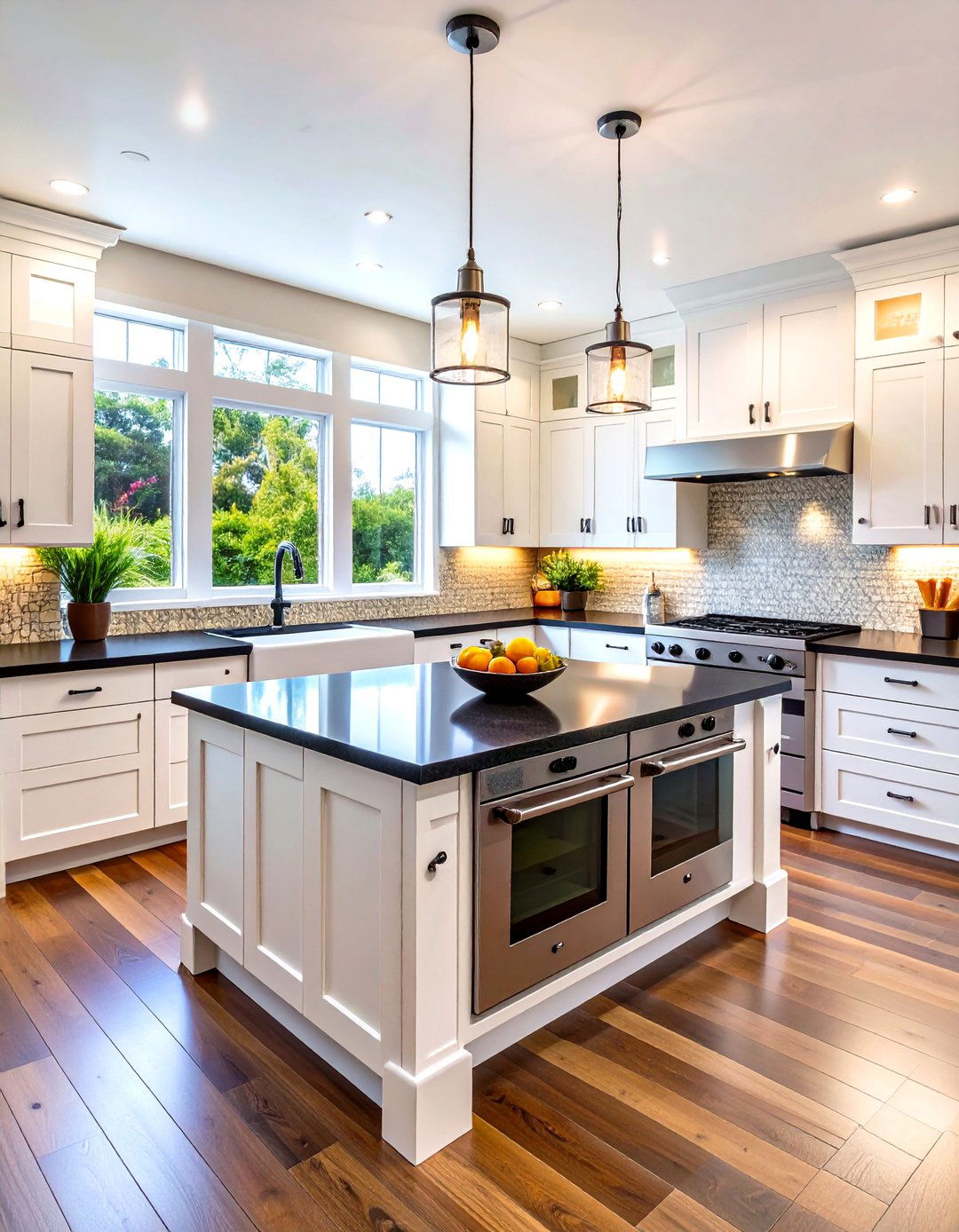 U Shaped Kitchen Configuration - 24 Kitchen With White Cabinets and Black Countertops Ideas