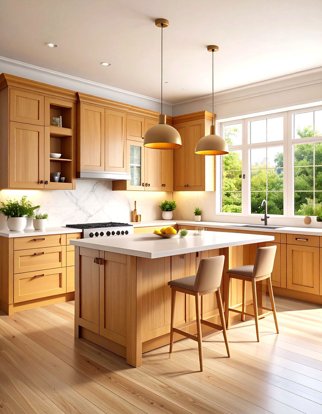 U Shaped Kitchen Maximization - 24 Kitchens With Light Wood Cabinets