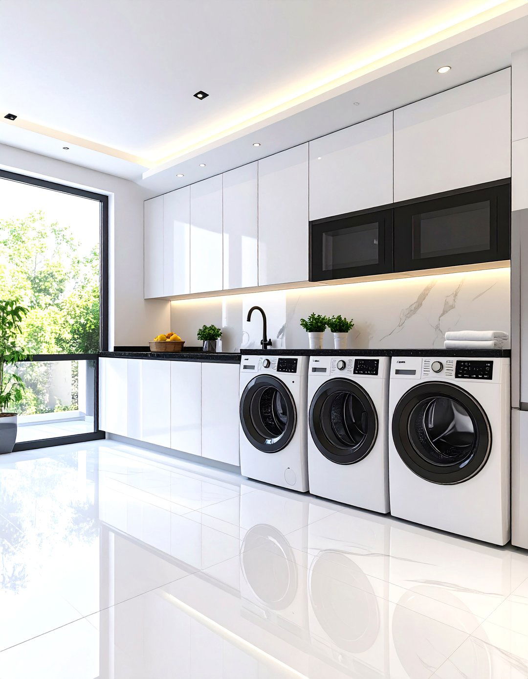 Ultra Modern Integrated Appliance Design - 24 Black and White Laundry Room Ideas
