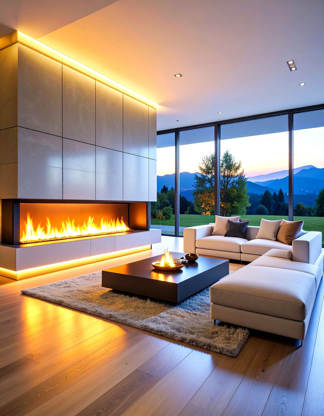 Ultra Modern Ribbon Fireplace with Smart Home Integration - 24 Modern Fireplace Ideas