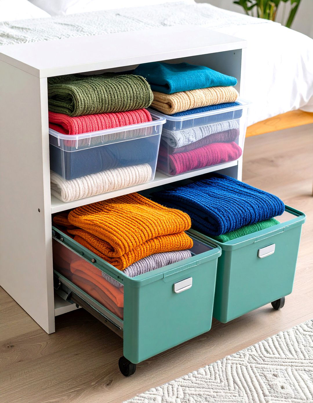 Under Bed Rolling Storage Bins with Clear Visibility - 24 sweater storage ideas