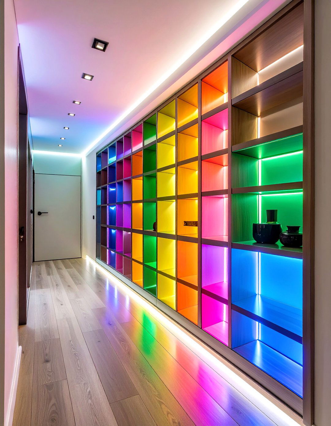 Under Cabinet LED Strip Integration - 24 Narrow Hallway Lighting Ideas