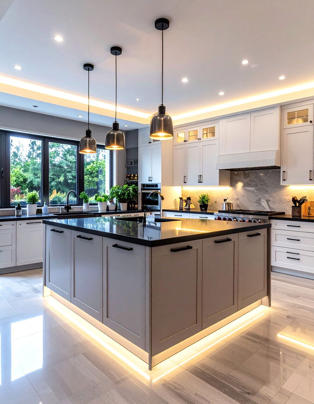 Under Cabinet Lighting Functionality - 24 Kitchen With White Cabinets and Black Countertops Ideas