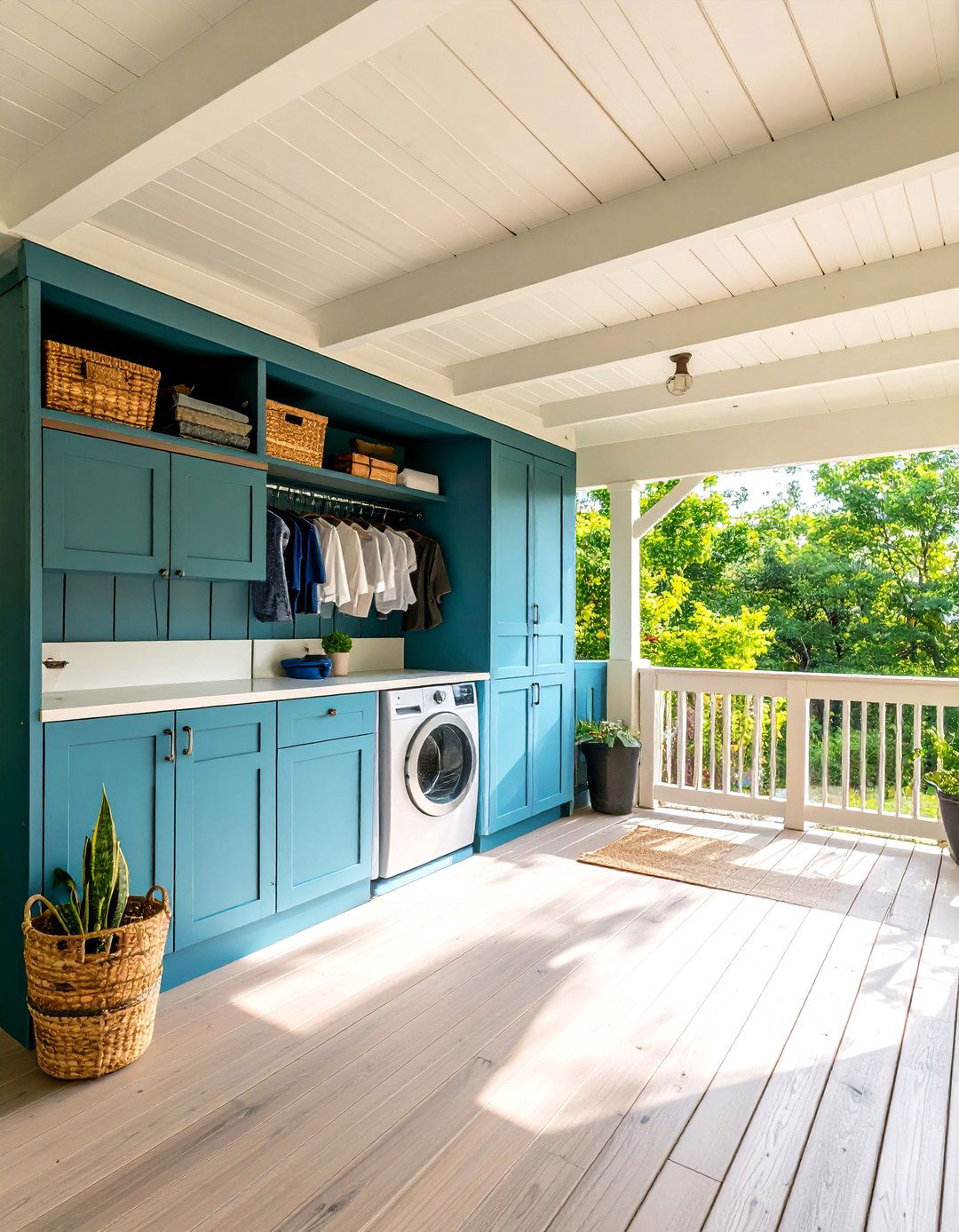 Under Deck Laundry Organization - 24 Outdoor Laundry Area Design Ideas
