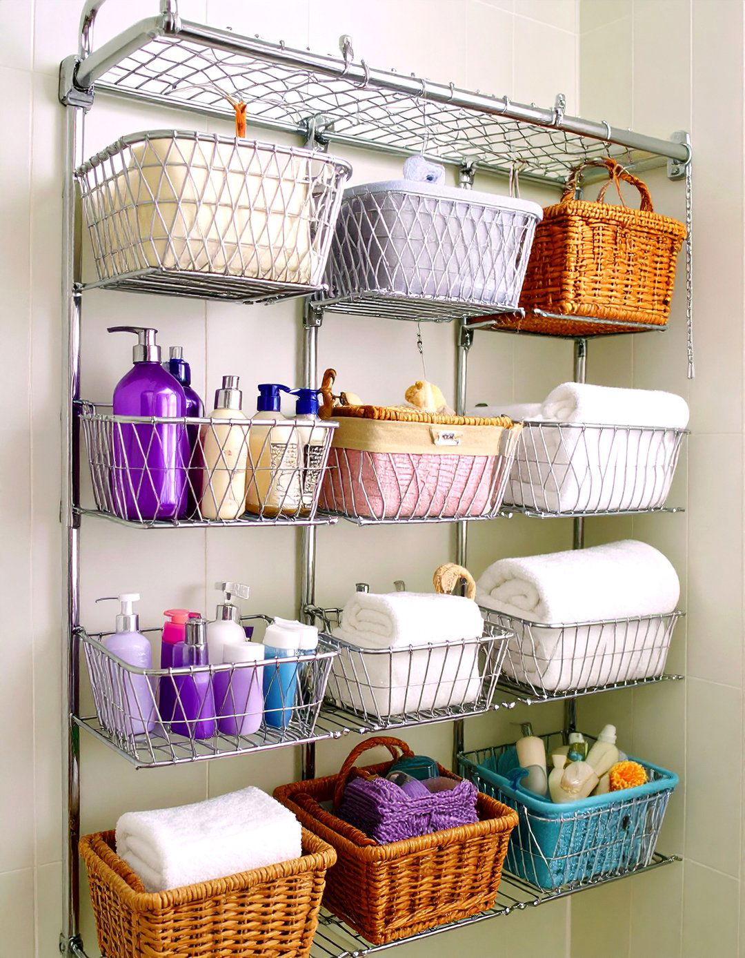 Under Shelf Hanging Baskets - 24 Shower Storage Ideas