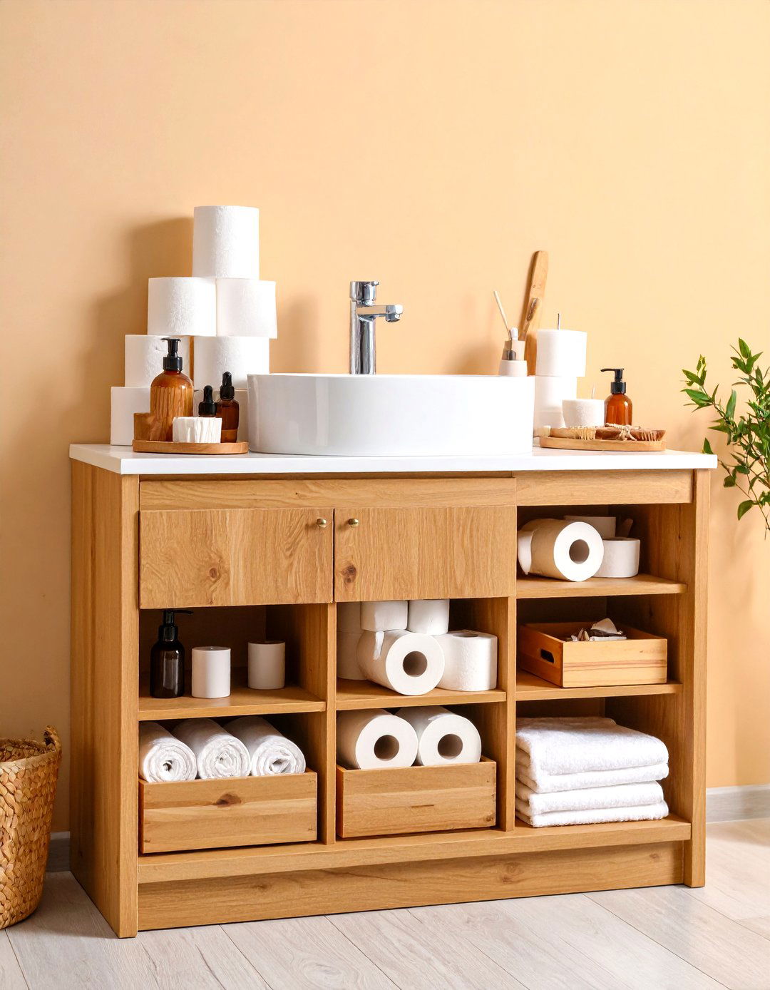 Under Sink Cabinet Drawer System with Dividers - 24 Toilet Paper Storage Ideas