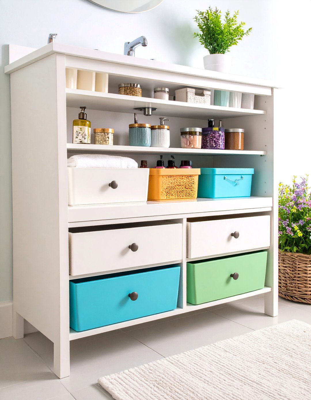 Under Sink Cabinet Organization - 24 Dorm Bathroom Ideas