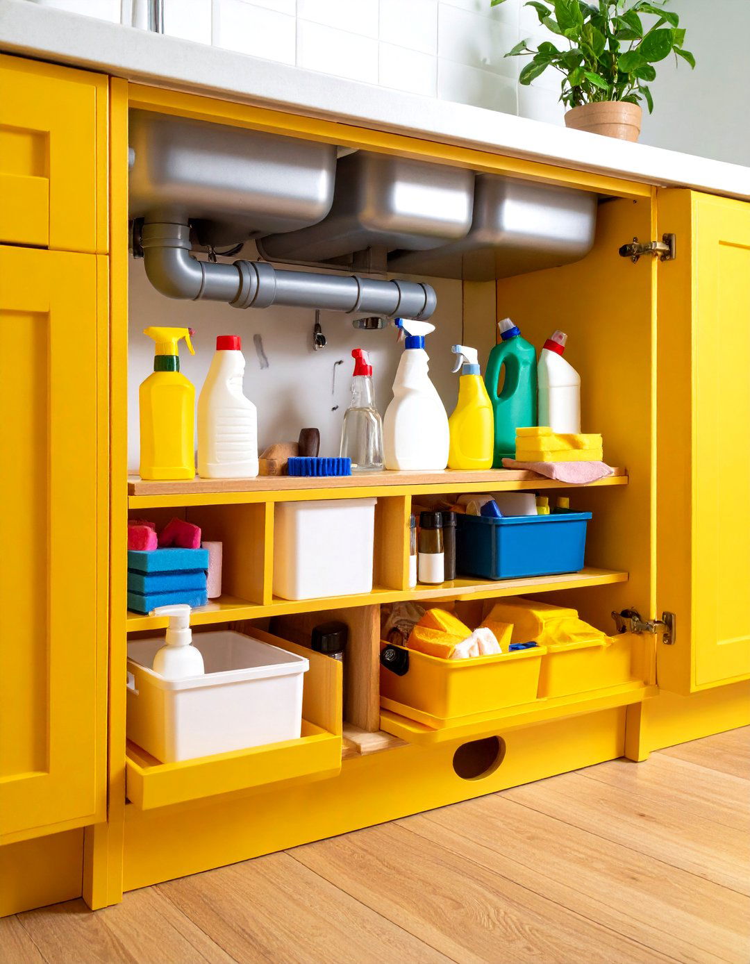 Under Sink Kitchen Cabinet Sliding Organizer System - 24 Kitchen Cabinet Organization Ideas