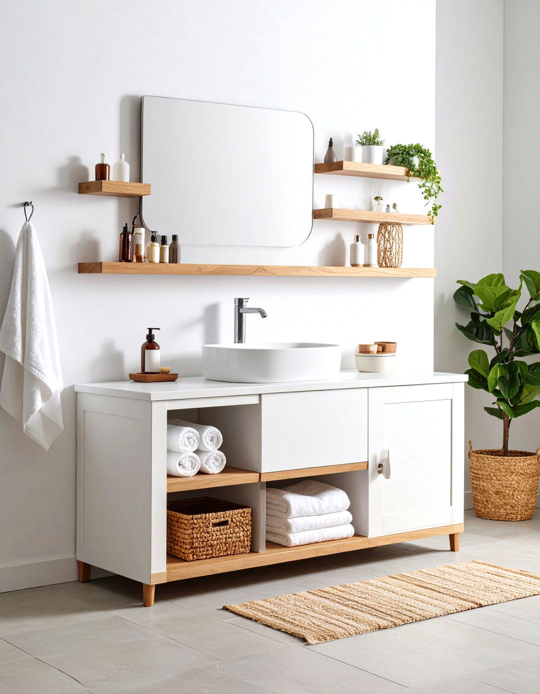 Under Sink Wraparound Cabinet Storage - 24 Pedestal Sink Storage Ideas
