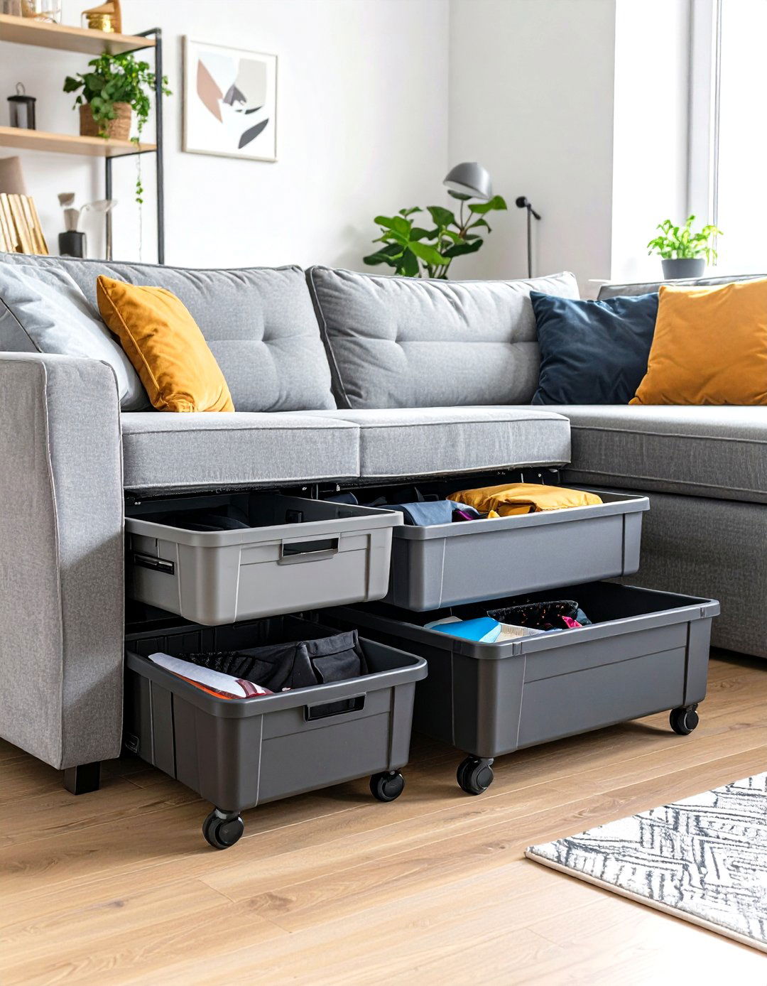 Under Sofa Storage Solutions - 24 Living Room Toy Storage Ideas