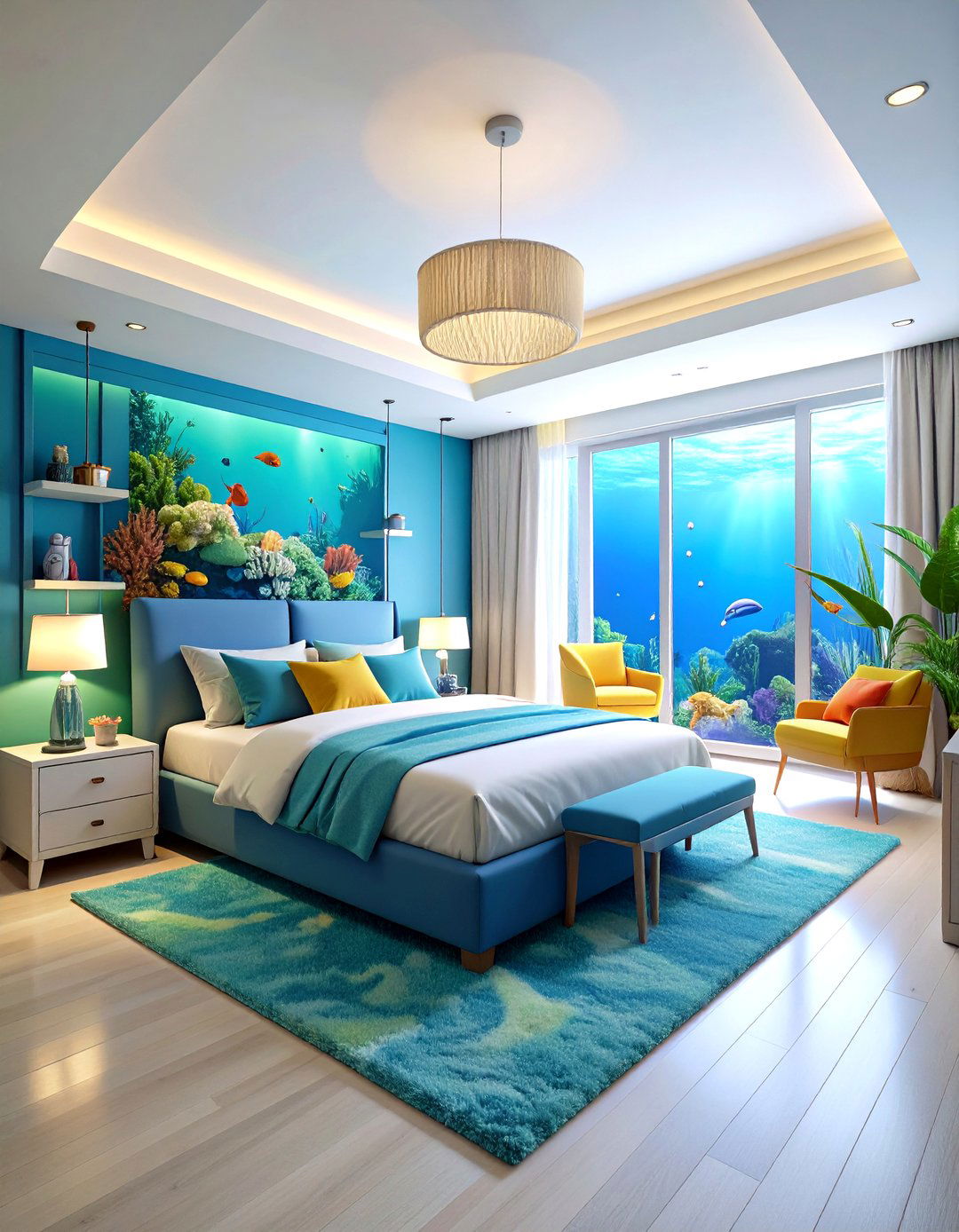 Underwater Gaming Sanctuary with Aquatic Design Elements - 24 Gaming Bedroom Ideas
